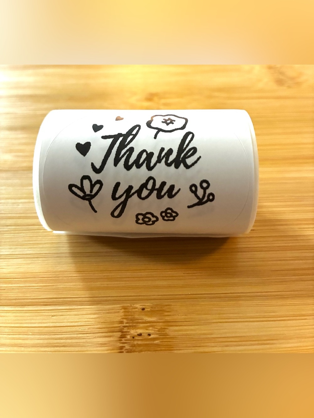 Thank You Decorative Sticker - White with Black Print
